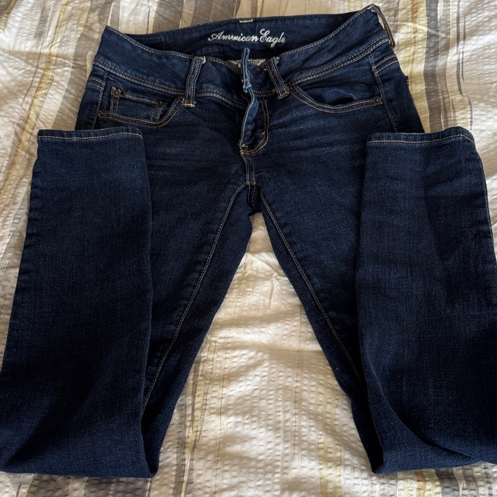 American Eagle Outfitters Women's Dark Blue Skinny Jeans